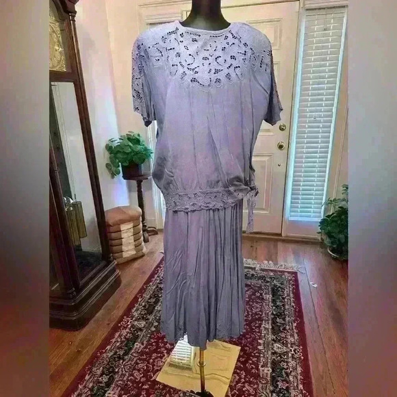 Vintage 1980s cut out top and skirt set size large - Picture 1 of 6